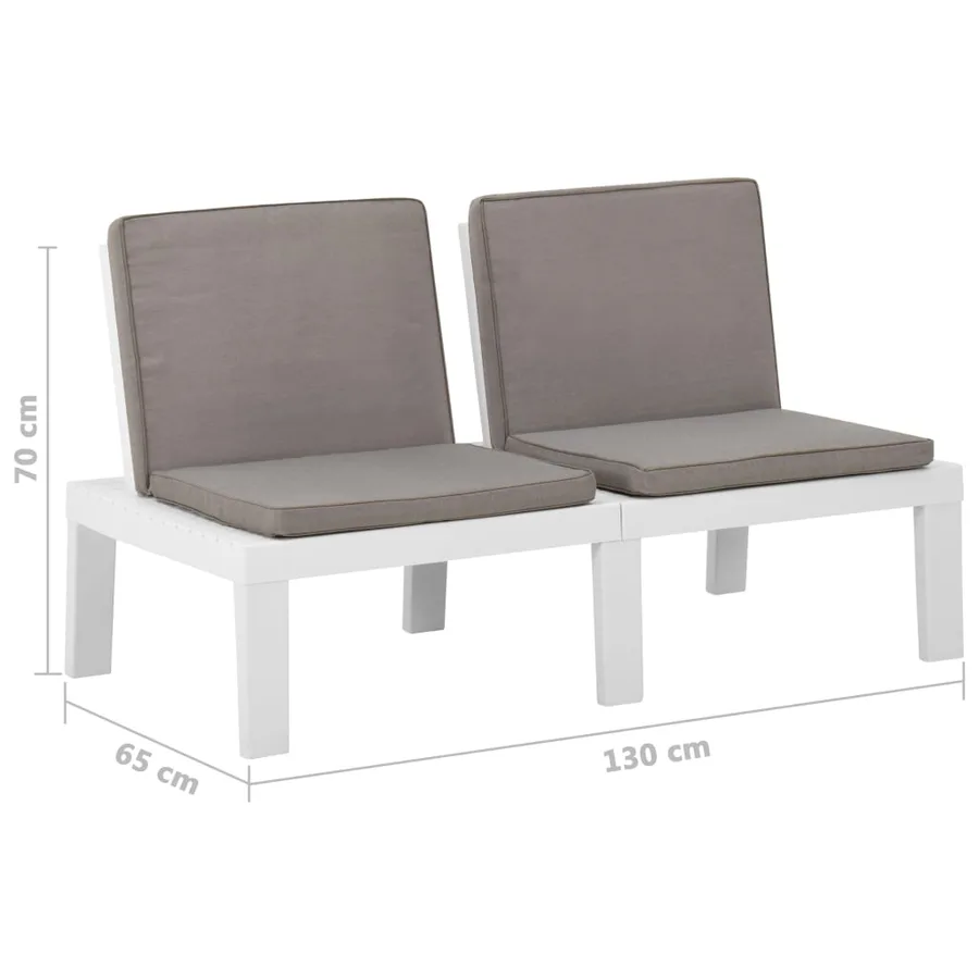 Bancs de salon de jardin avec coussins lot de 2 Plastique Blanc - 9
