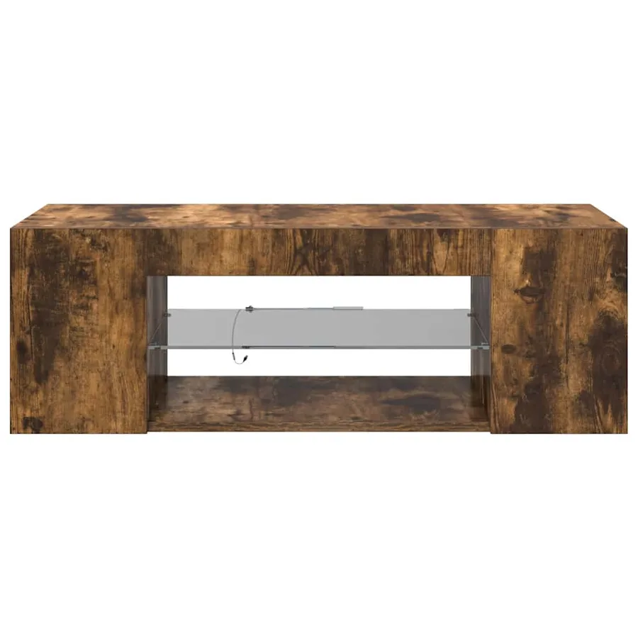 Meuble TV avec lumières LED Chêne fumé 90x39x30 cm - 4