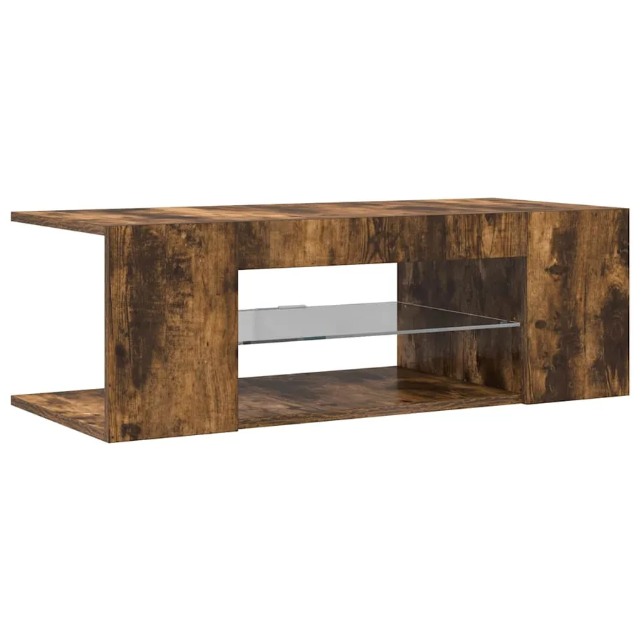 Meuble TV avec lumières LED Chêne fumé 90x39x30 cm - 5