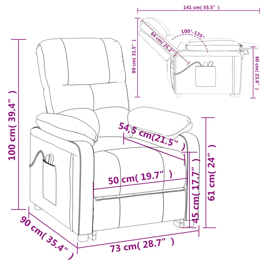 Fauteuil électrique de massage Gris clair Tissu - 14