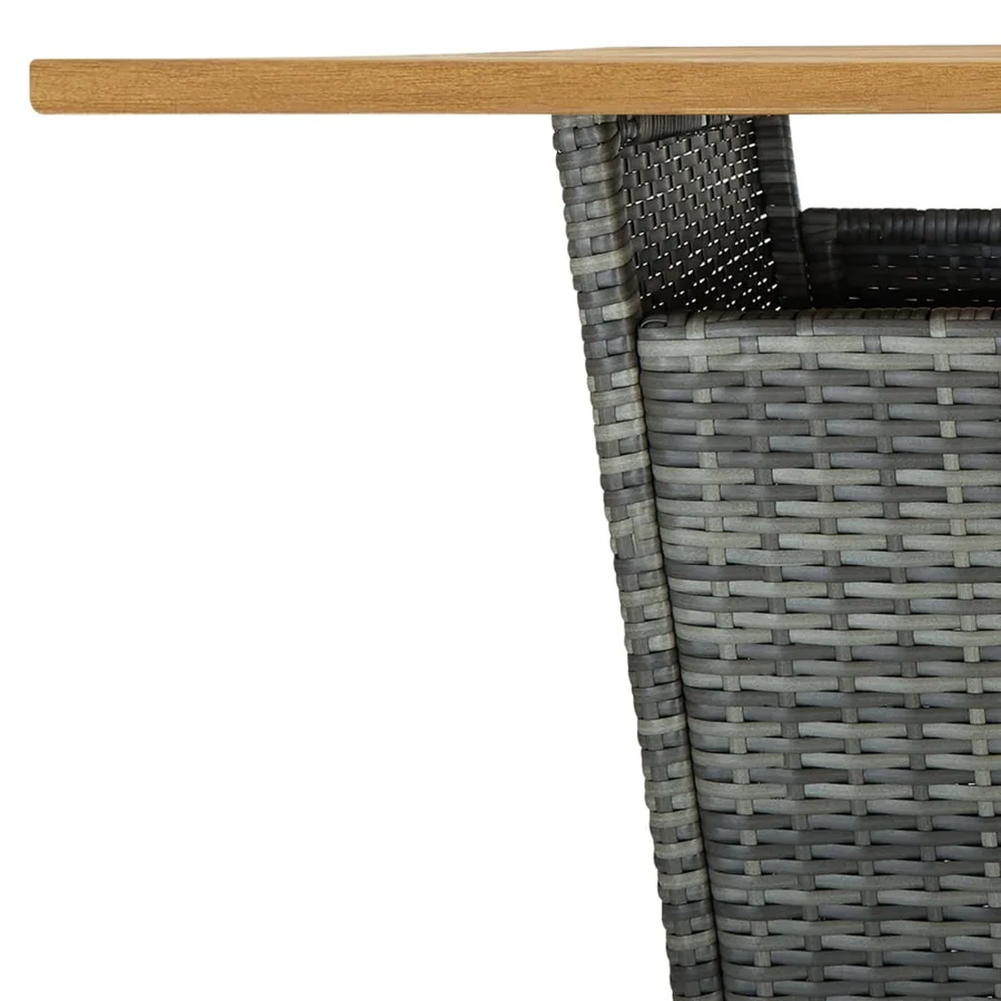 Ensemble de bar de jardin 9 pcs et coussins Résine tressée Gris - 7