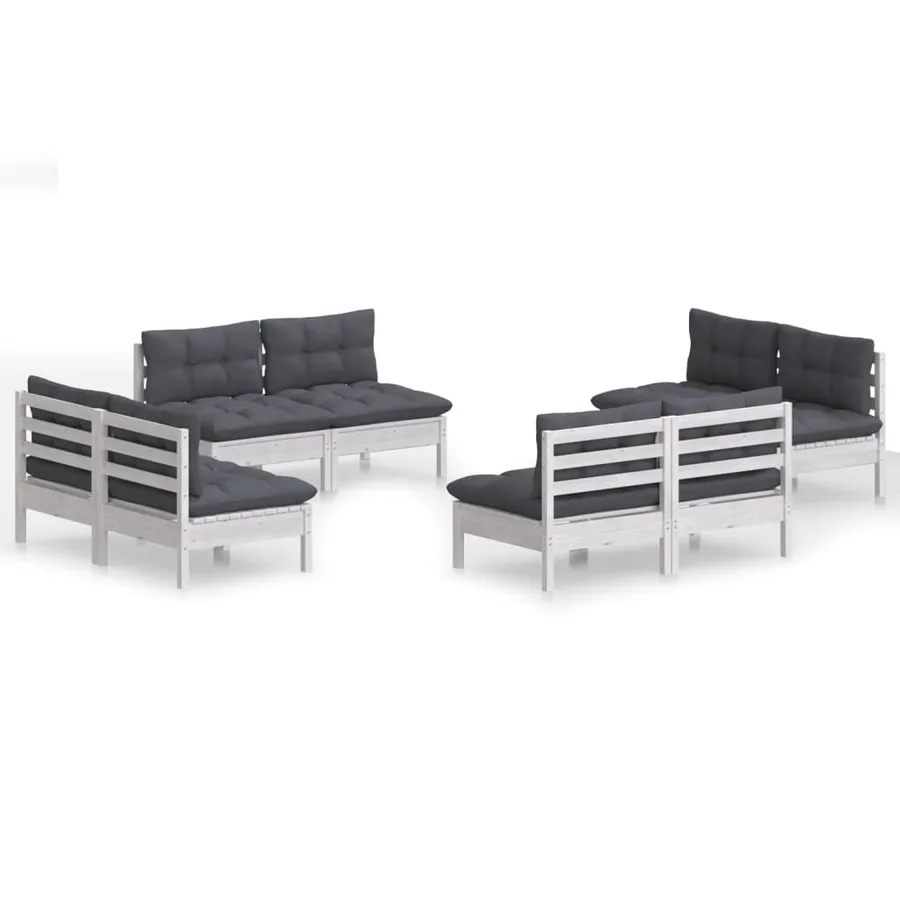 Salon de jardin 8 pcs avec coussins anthracite Bois de pin - 2