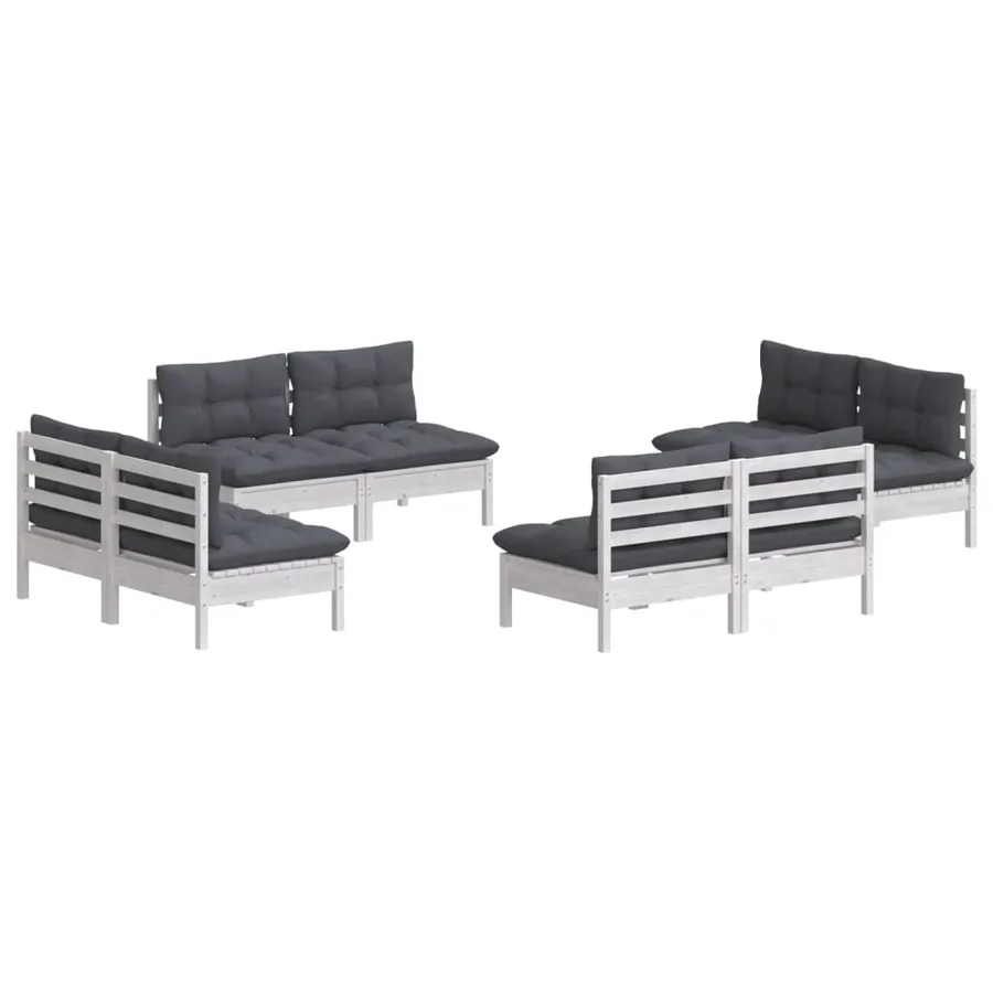 Salon de jardin 8 pcs avec coussins anthracite Bois de pin - 3