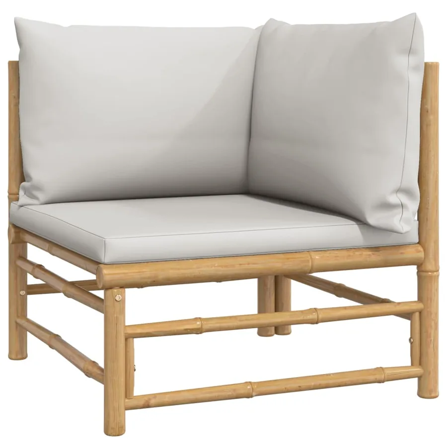 Salon de jardin 5 pcs avec coussins gris clair bambou - 5