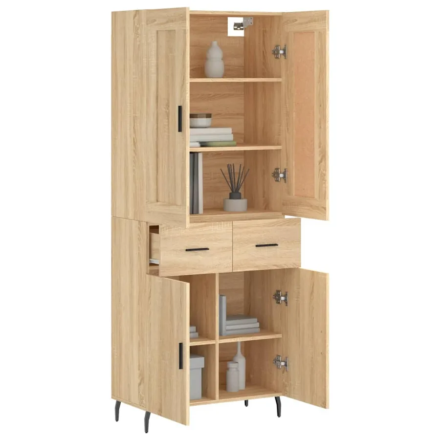 Buffet haut Chêne sonoma 69,5x34x180 cm Bois d'ingénierie - 3