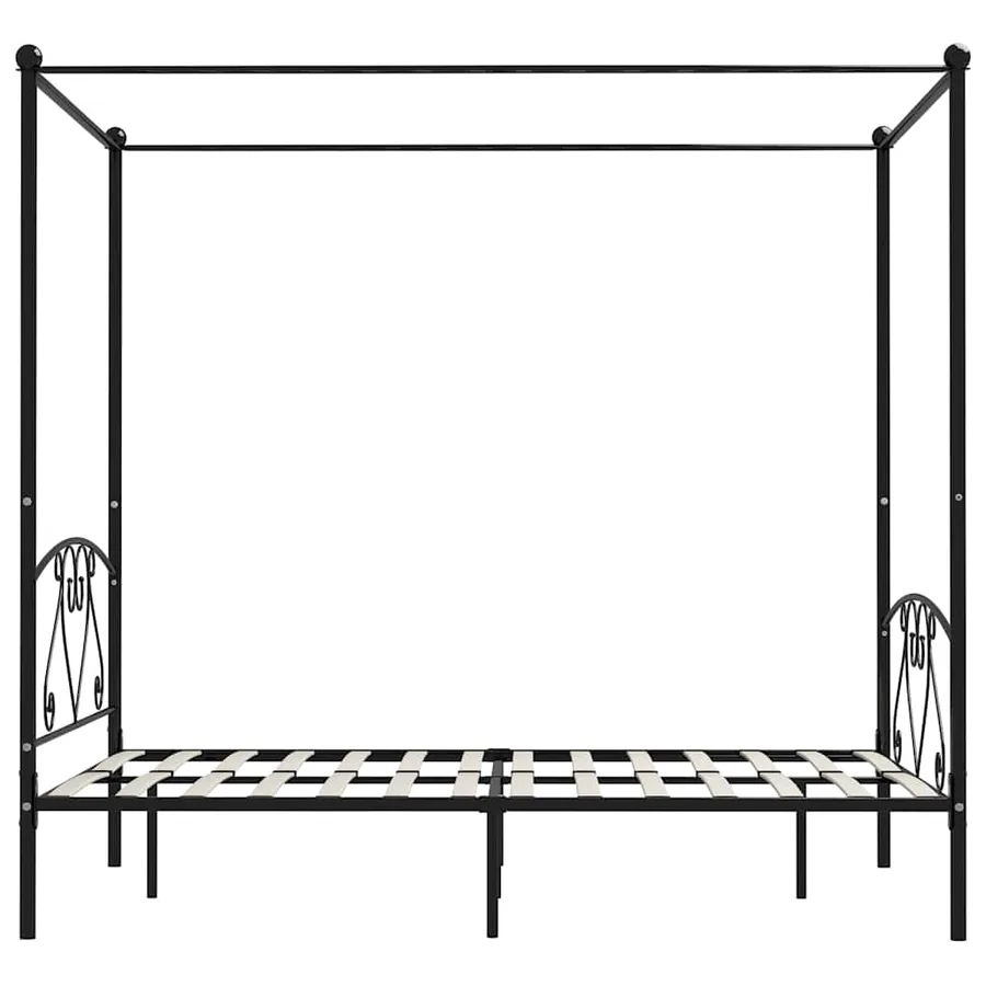 Cadre de lit sans matelas avec baldaquin noir 160x200 cm métal - 4