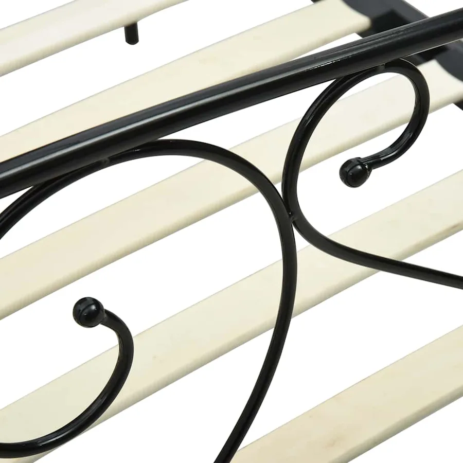 Cadre de lit sans matelas avec baldaquin noir 160x200 cm métal - 5