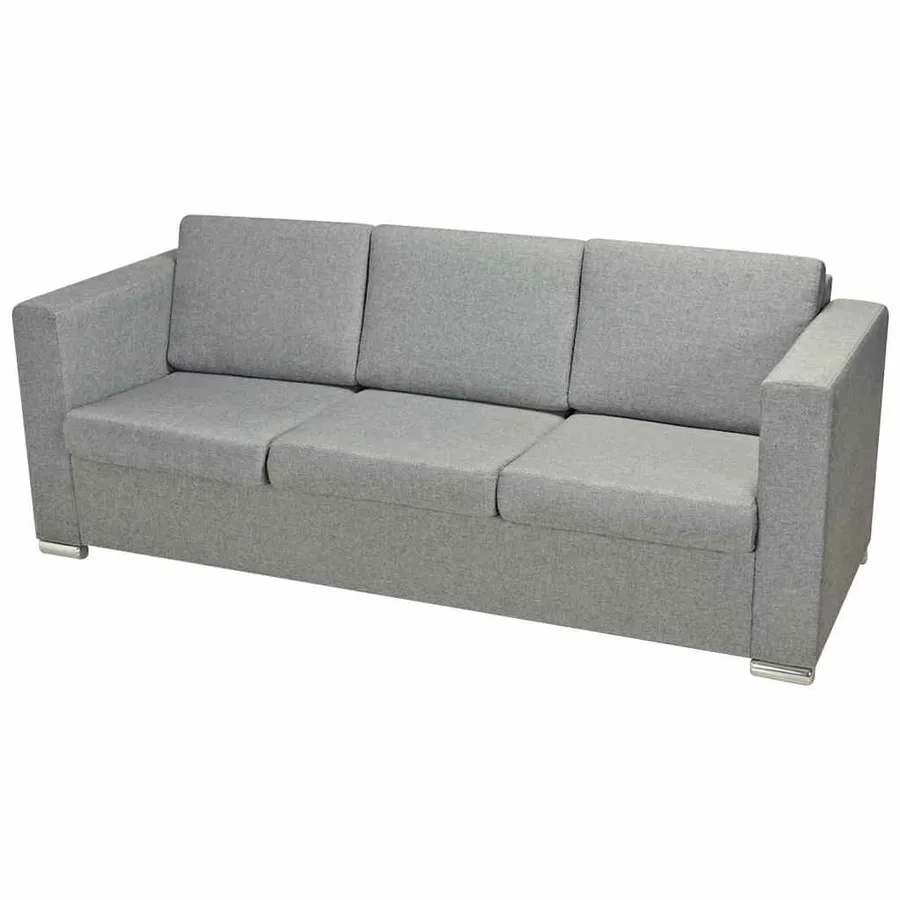 Ensemble de canapés trois pièces Tissu Gris clair - 12