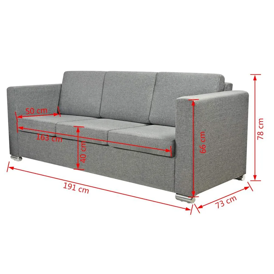 Ensemble de canapés trois pièces Tissu Gris clair - 19
