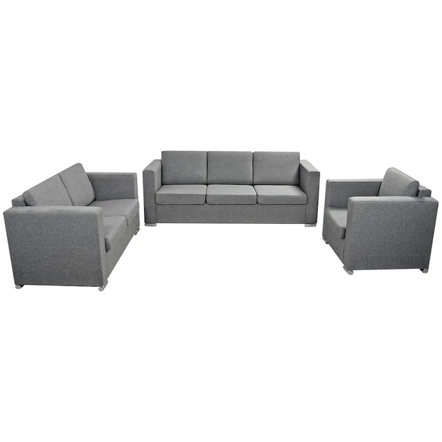 Ensemble de canapés trois pièces Tissu Gris clair - 2