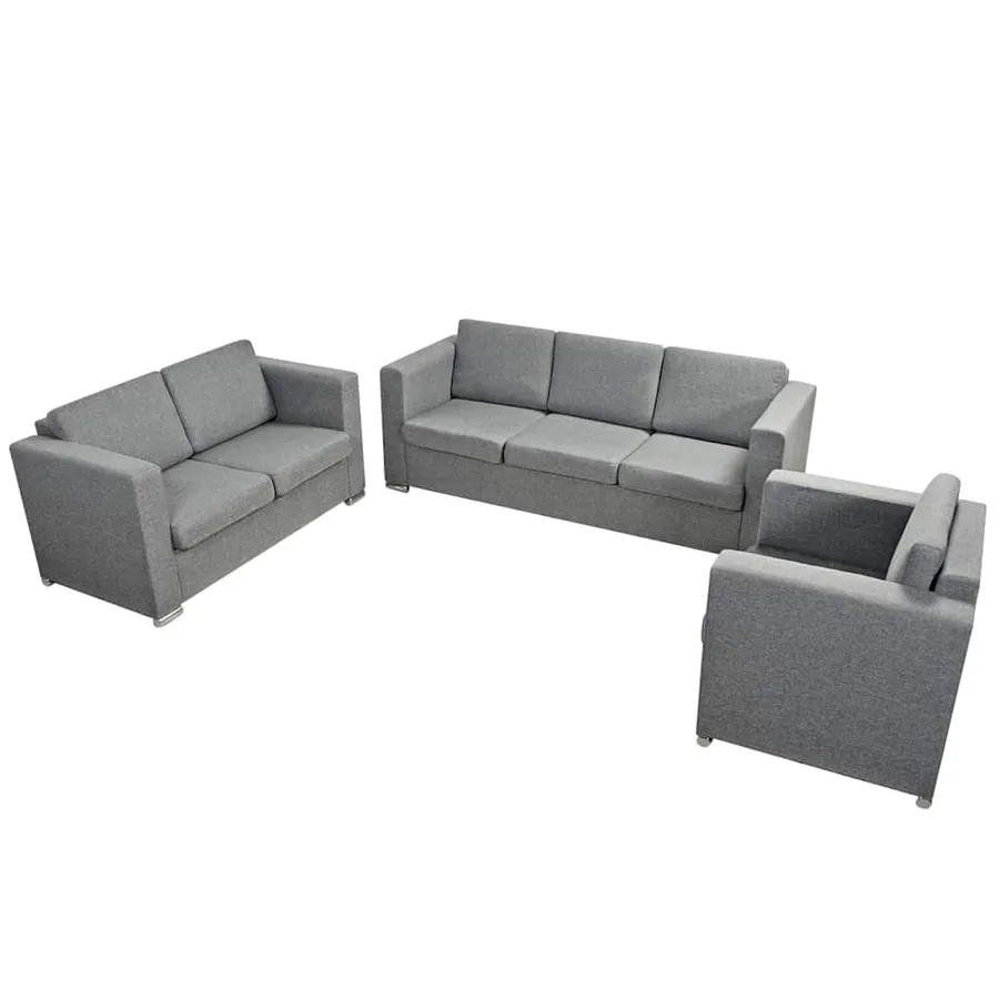Ensemble de canapés trois pièces Tissu Gris clair - 3