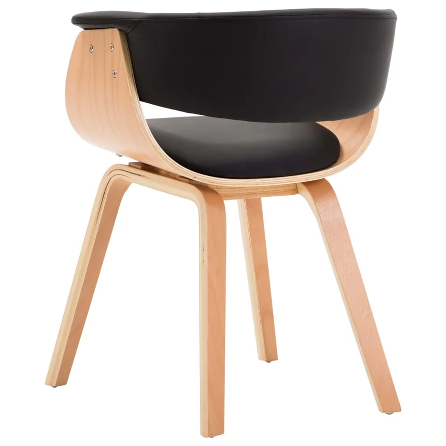Chaises à manger lot de 6 noir bois courbé et similicuir - 5