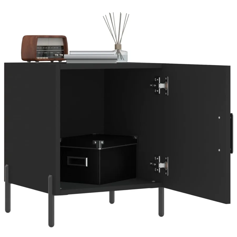 Tables de chevet 2 pcs noir 40x40x50 cm bois d’ingénierie - 3