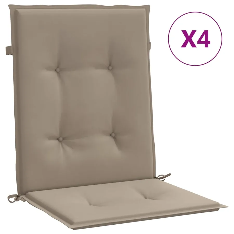 Coussins de chaise de jardin à dossier bas lot de 4 taupe - 2