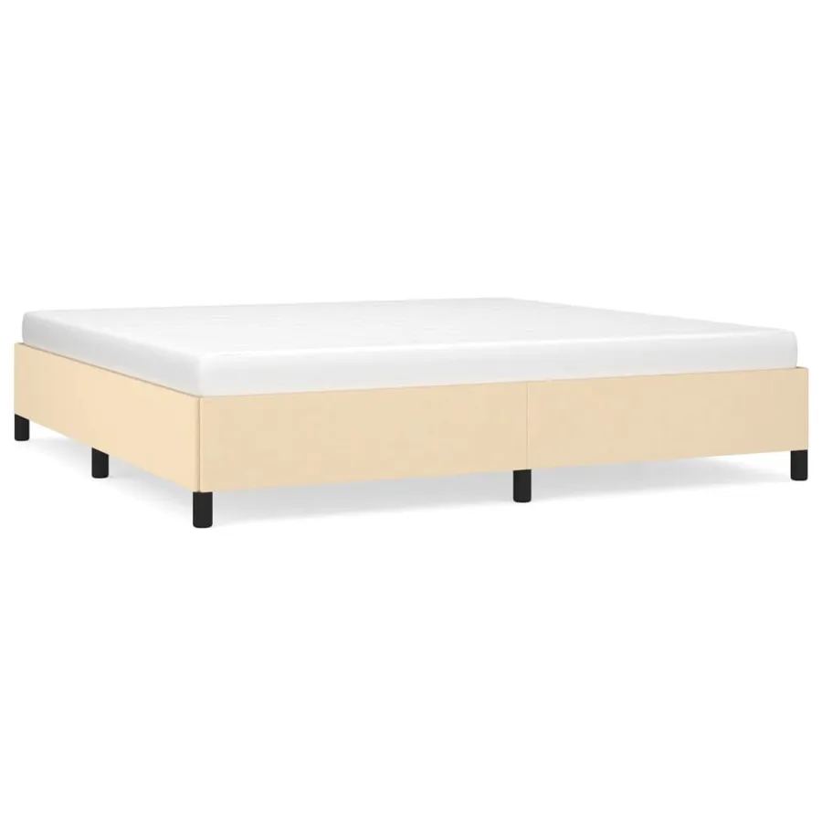 Cadre de lit sans matelas crème 200x200 cm tissu - 2