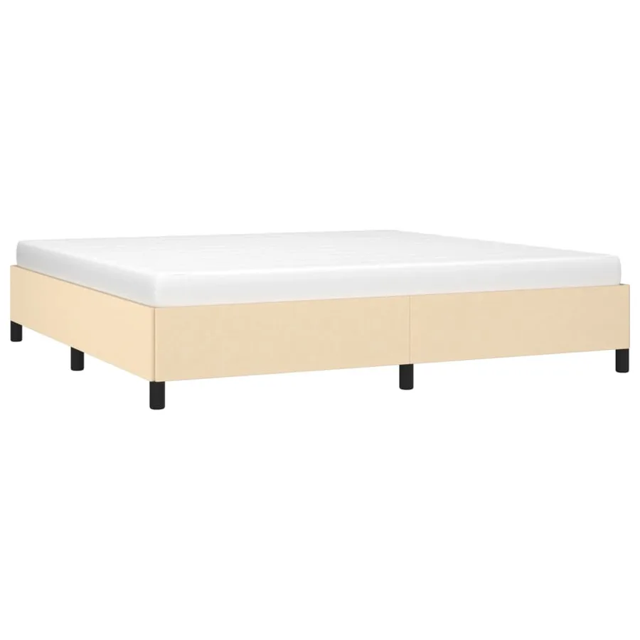 Cadre de lit sans matelas crème 200x200 cm tissu - 3