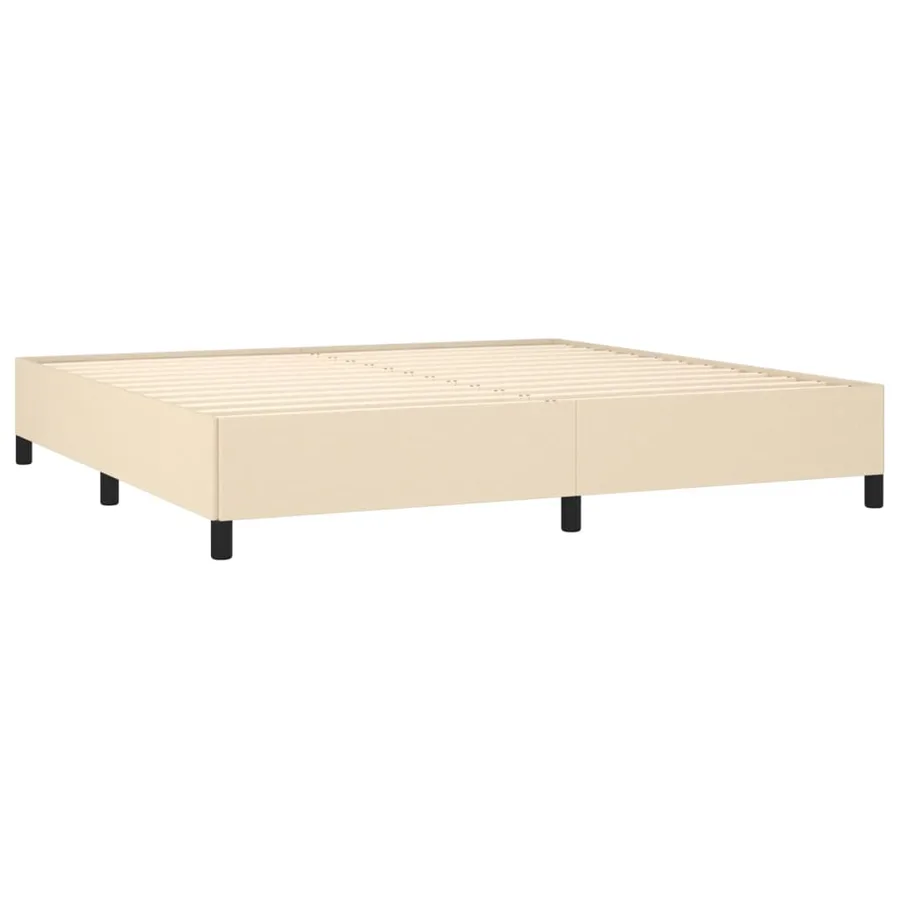 Cadre de lit sans matelas crème 200x200 cm tissu - 4