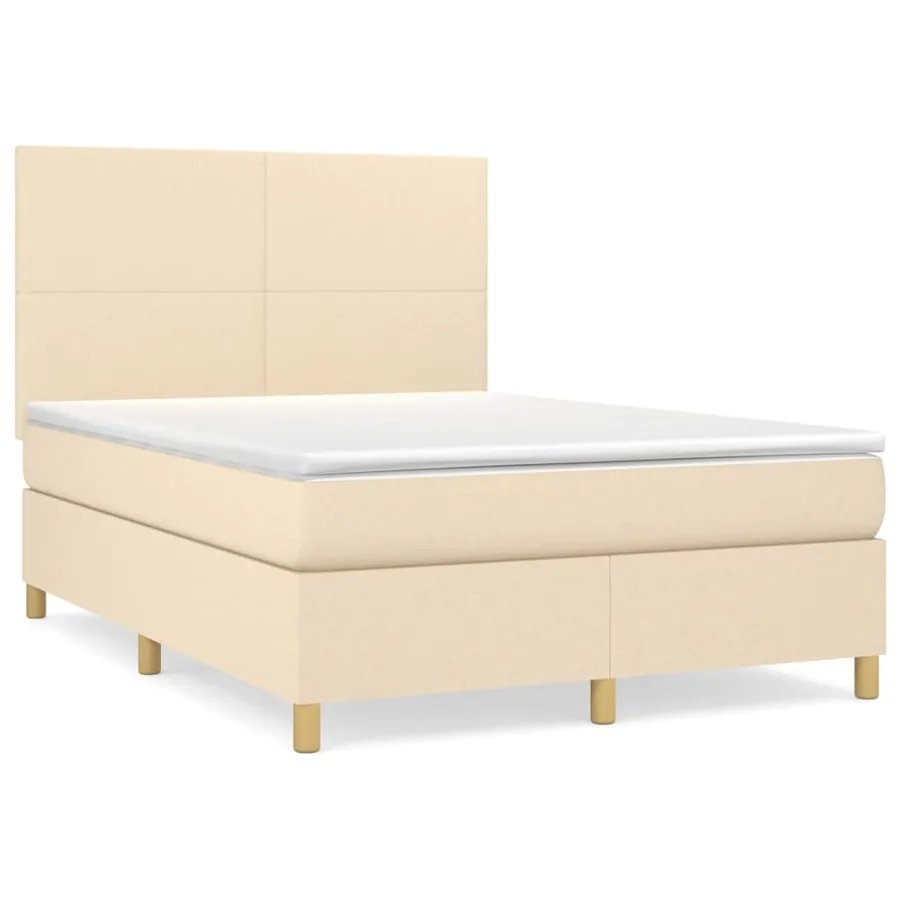 Sommier à lattes de lit avec matelas Crème 140x200 cm Tissu - 2