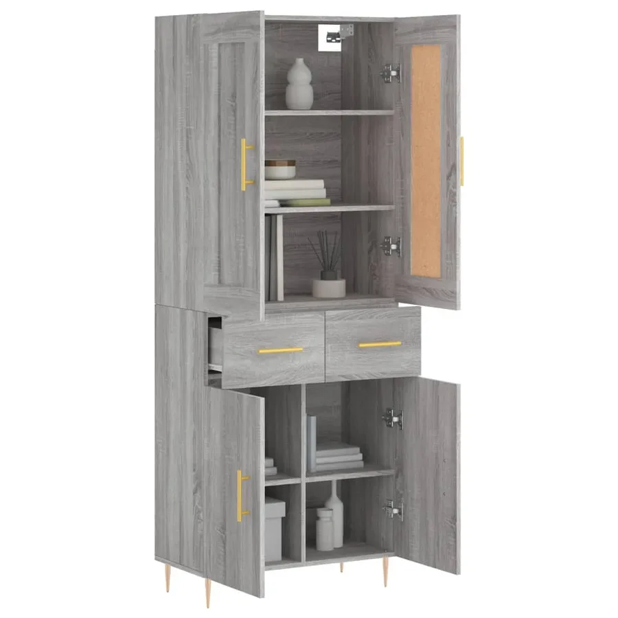 Buffet haut Sonoma gris 69,5x34x180 cm Bois d'ingénierie - 3