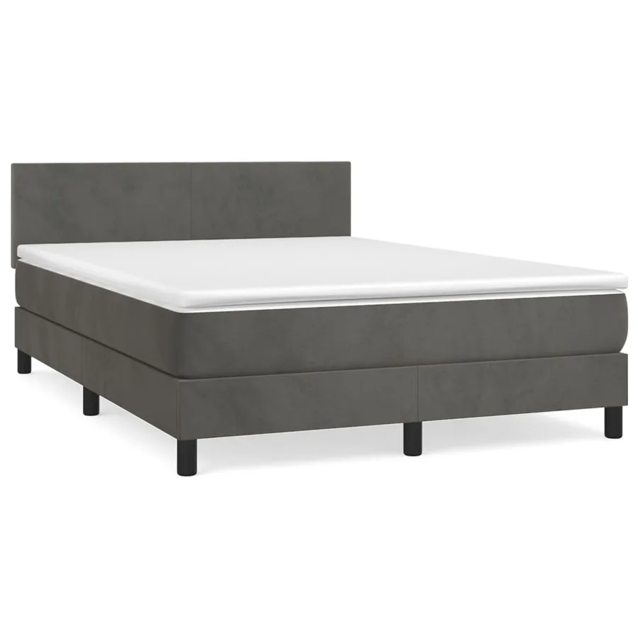 Sommier à lattes de lit et matelas Gris foncé 140x190cm Velours - 2