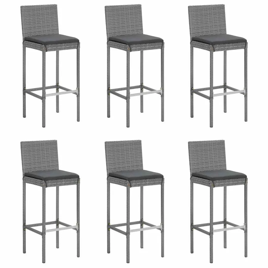 Ensemble de bar de jardin 7 pcs avec coussins gris poly rotin - 4
