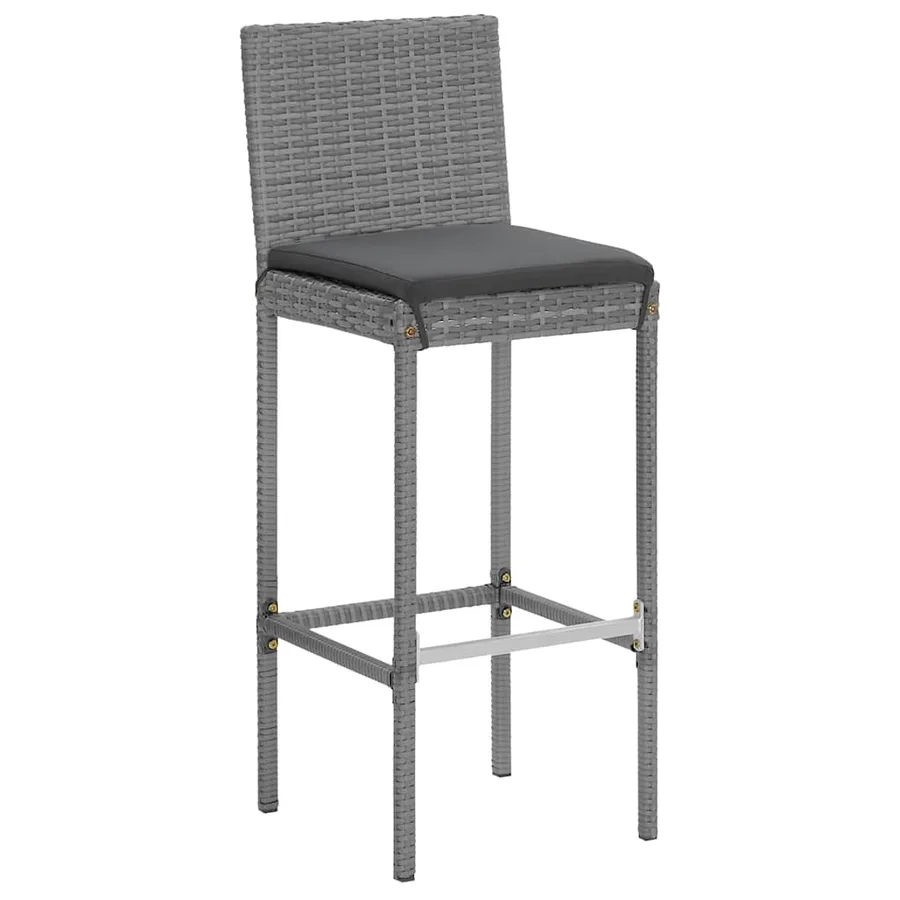 Ensemble de bar de jardin 7 pcs avec coussins gris poly rotin - 5