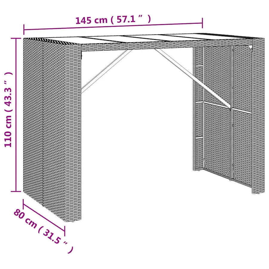 Ensemble de bar de jardin 7 pcs avec coussins gris poly rotin - 7