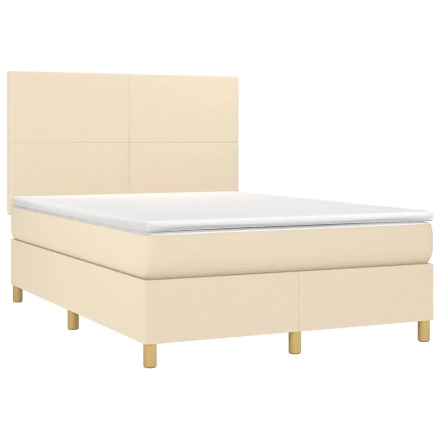 Sommier à lattes de lit avec matelas et LED Crème 140x200 cm - 3
