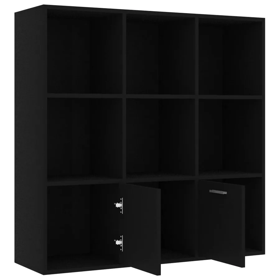 Bibliothèque Noir 98x30x98 cm Bois d’ingénierie - 5