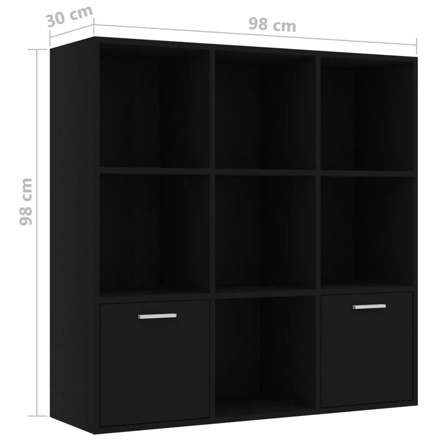 Bibliothèque Noir 98x30x98 cm Bois d’ingénierie - 9
