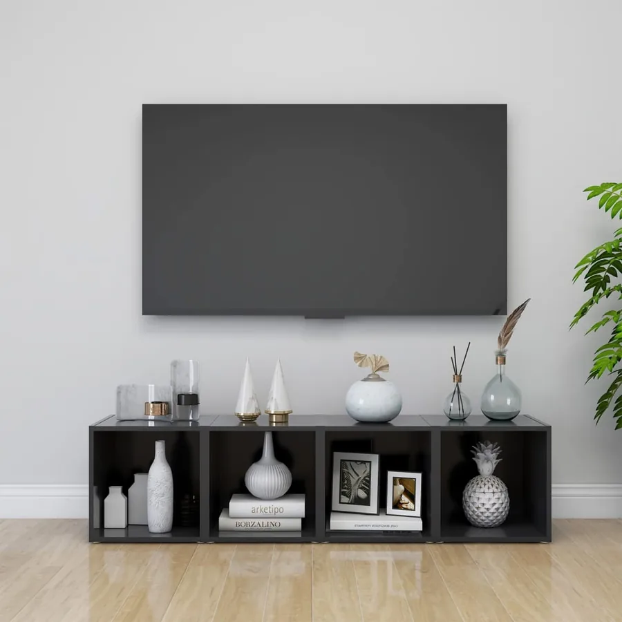 Meubles TV 4 pcs gris 37x35x37 cm bois d’ingénierie