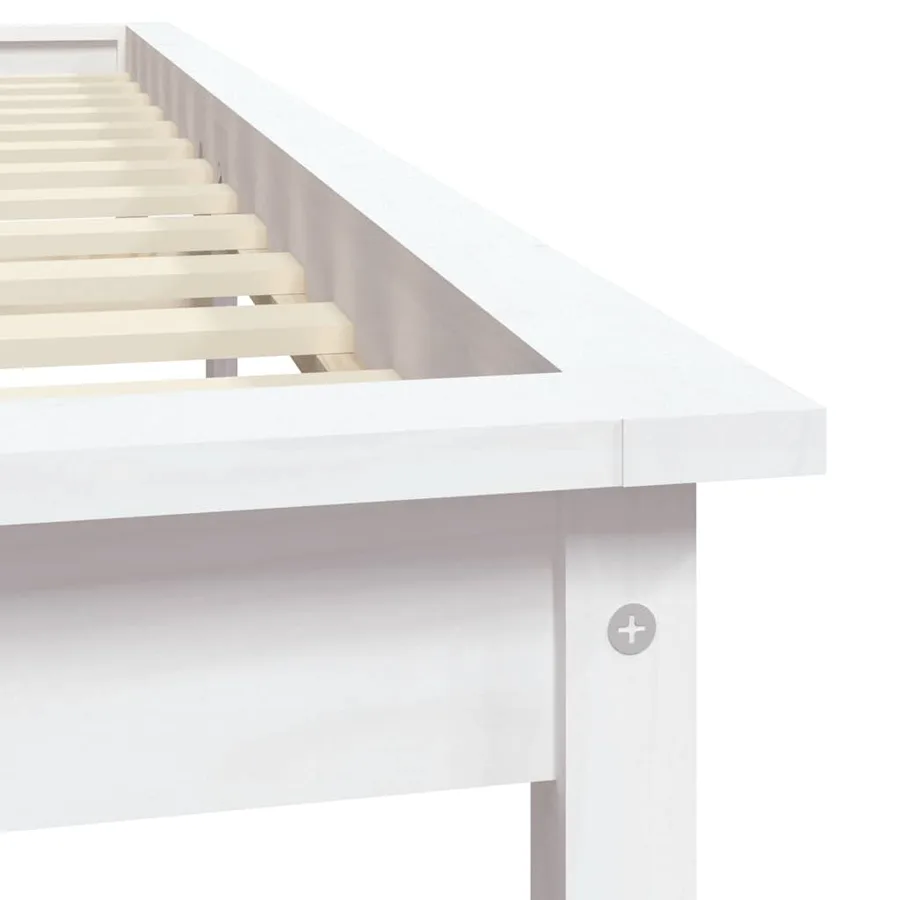 Cadre de lit sans matelas blanc 140x190 cm bois de pin massif - 7