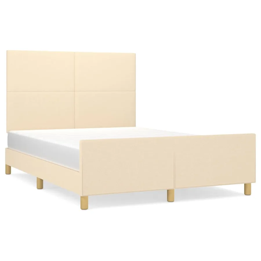 Cadre de lit sans matelas crème 140x200 cm tissu - 2
