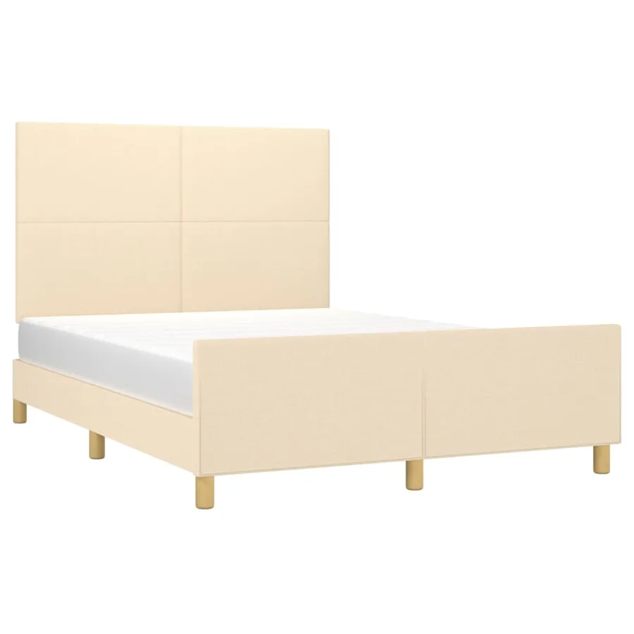Cadre de lit sans matelas crème 140x200 cm tissu - 3