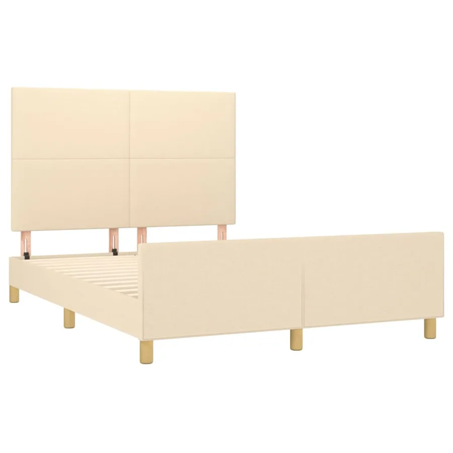 Cadre de lit sans matelas crème 140x200 cm tissu - 4