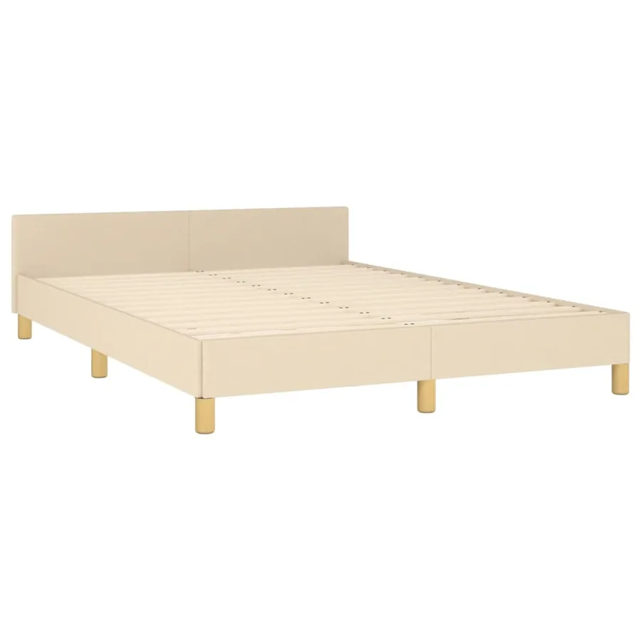 Cadre de lit sans matelas crème 140x200 cm tissu - 5