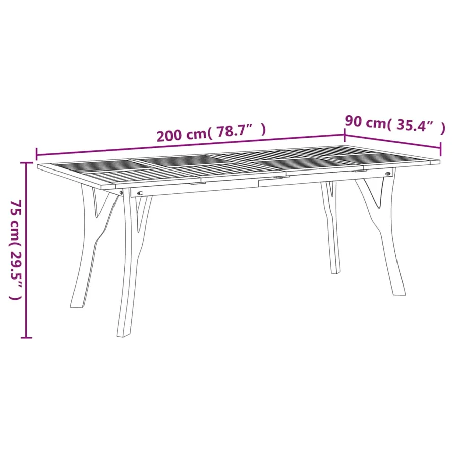 Table de jardin 200x90x75 cm Bois d'acacia solide - 6