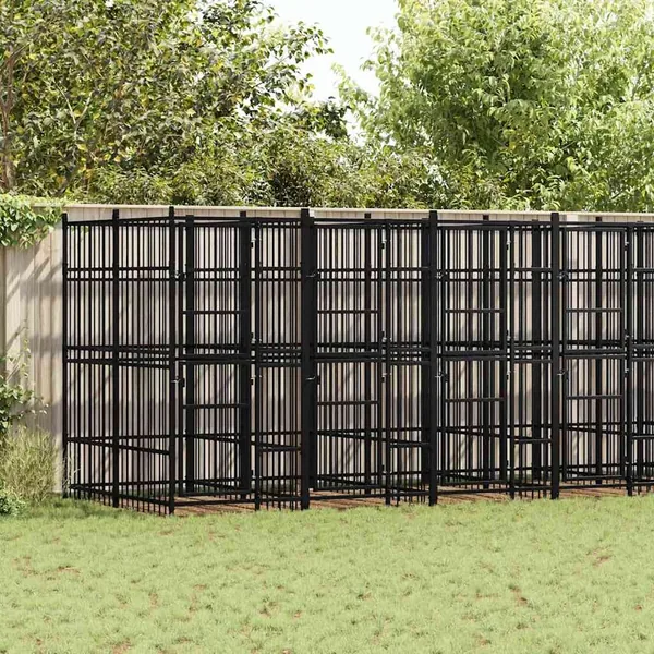 Chenil d'extérieur pour chiens Acier 12,9 m²