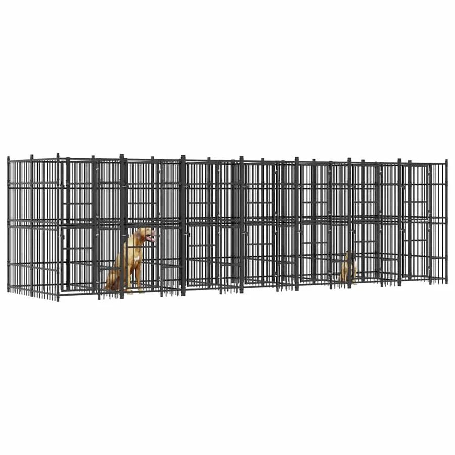 Chenil d'extérieur pour chiens Acier 12,9 m² - 4