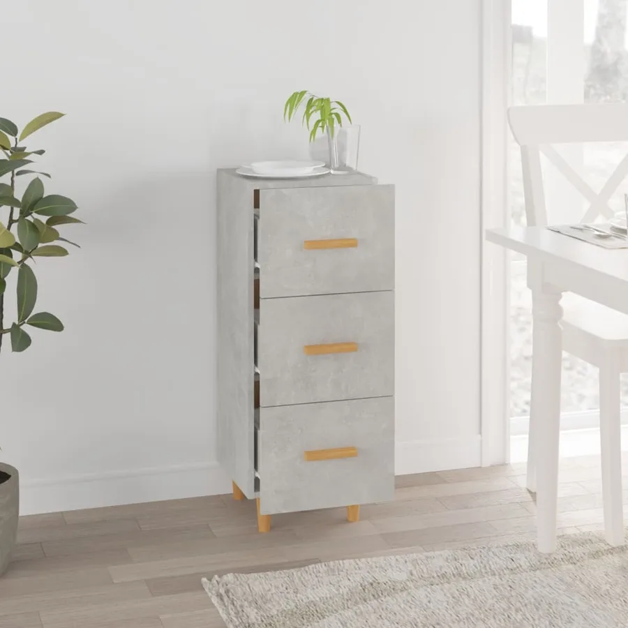 Buffet Gris béton 34,5x34x90 cm Bois d'ingénierie - 3