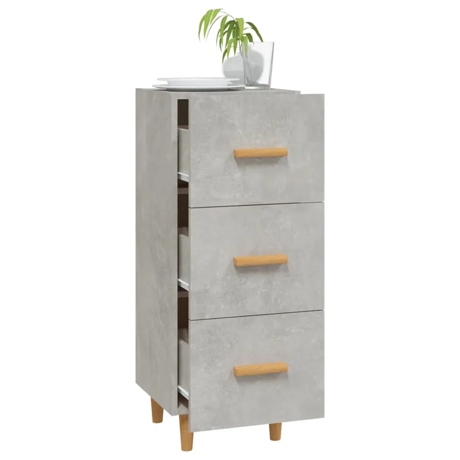 Buffet Gris béton 34,5x34x90 cm Bois d'ingénierie - 4