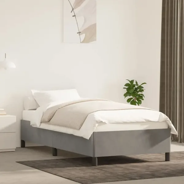 Cadre de lit sans matelas gris clair 90x190 cm velours
