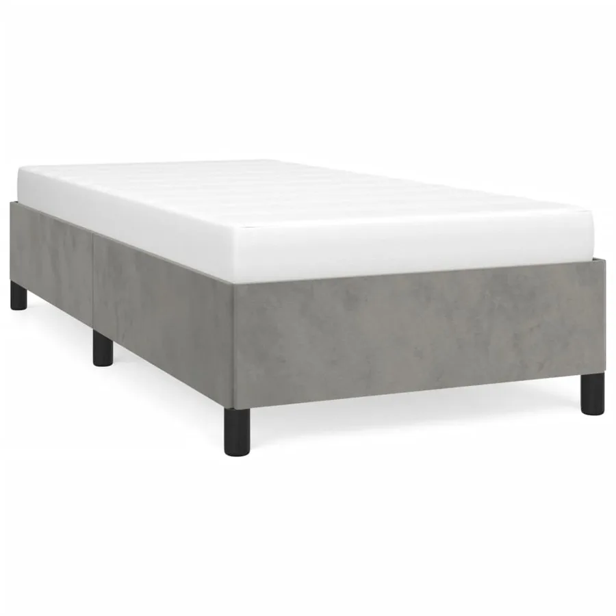 Cadre de lit sans matelas gris clair 90x190 cm velours - 2