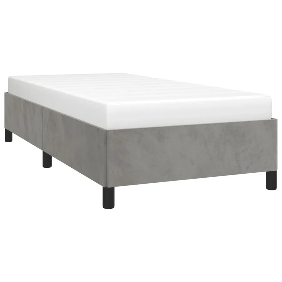 Cadre de lit sans matelas gris clair 90x190 cm velours - 3
