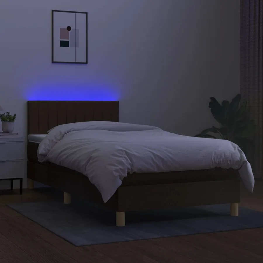 Sommier à lattes de lit matelas et LED Marron foncé 100x200cm - 3