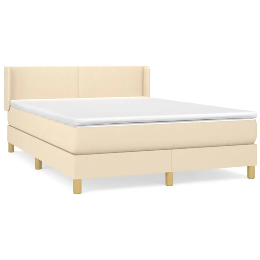Sommier à lattes de lit avec matelas Crème 140x200 cm Tissu - 2
