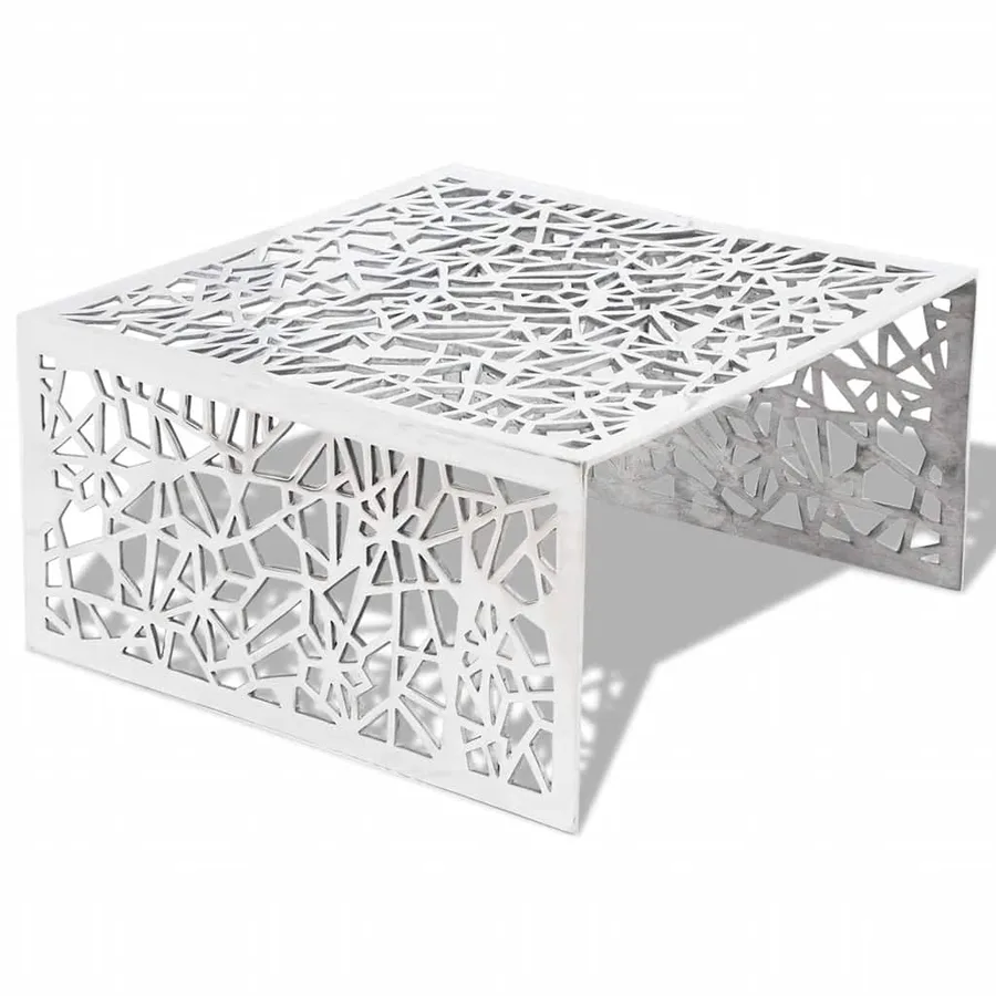 Table basse argentée Design géométrique Aluminium - 2