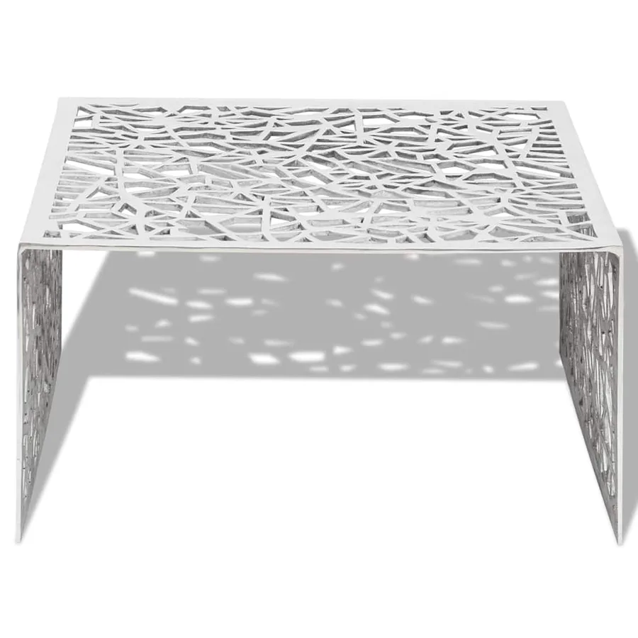 Table basse argentée Design géométrique Aluminium - 3
