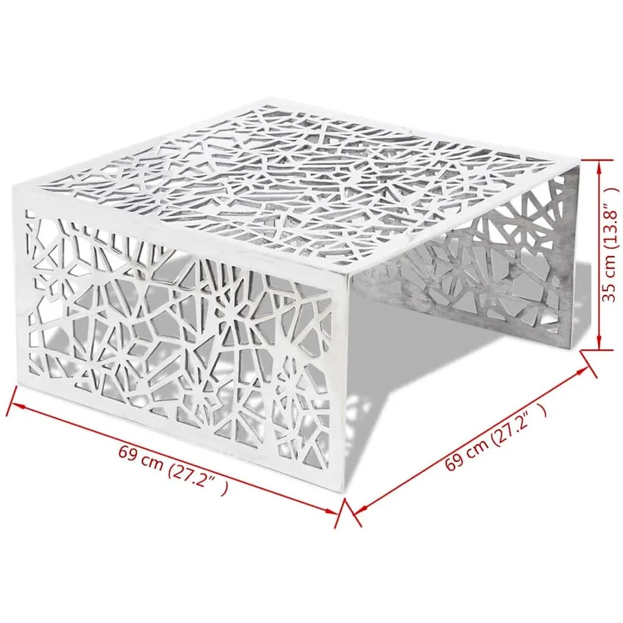Table basse argentée Design géométrique Aluminium - 5