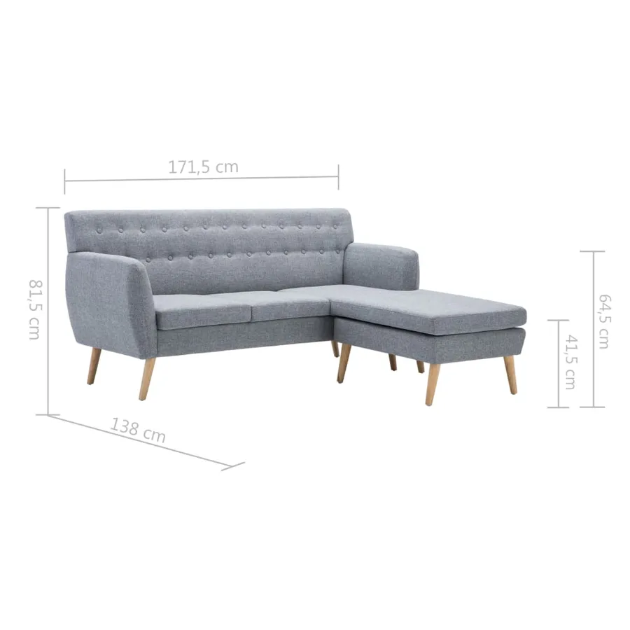 Canapé d'angle revêtement en tissu 171,5x138x81,5 cm gris clair - 10